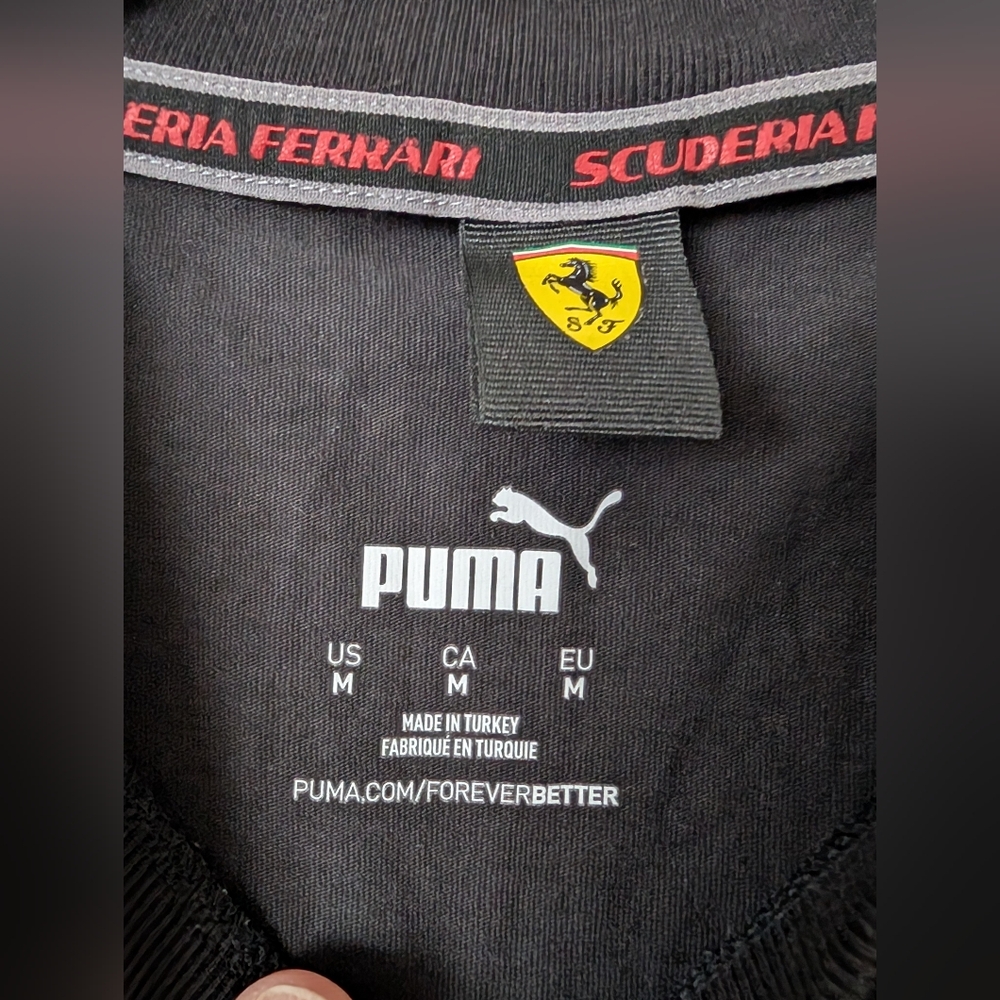 Puma Black Short Sleeve Tee with Yellow Ferrari Shield - Picture 2 of 4